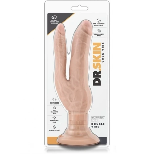Фаллоимитатор Dr. Skin Cock Vibes Double Vibe Beige
